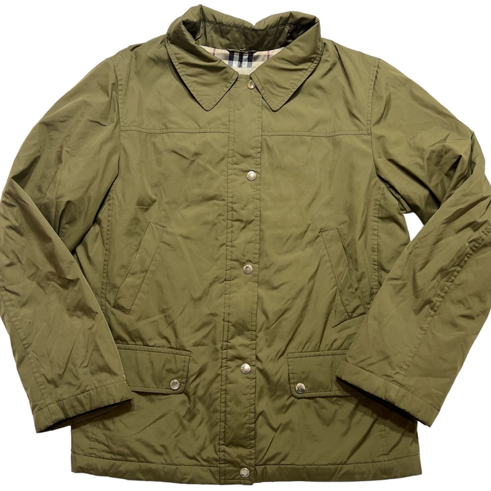 Burberry OLIVE women’s jacket green polyester rain jacket water resistant large